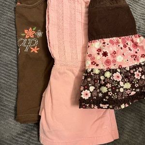 Girls 4/4T set. 2 tops and a skirt. Pink and brown